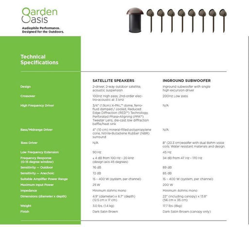 Paradigm Garden Oasis Essentials System | Outdoor Speaker Set - 8 Speakers - 1 Subwoofer - Bronze-SONXPLUS Rockland