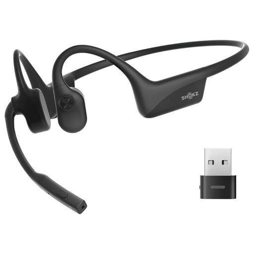 SHOKZ OpenComm2 USB-A | Ecouteurs à conduction osseuse - Bluetooth - Adaptateur USB-A - Microphone - Noir-SONXPLUS Rockland