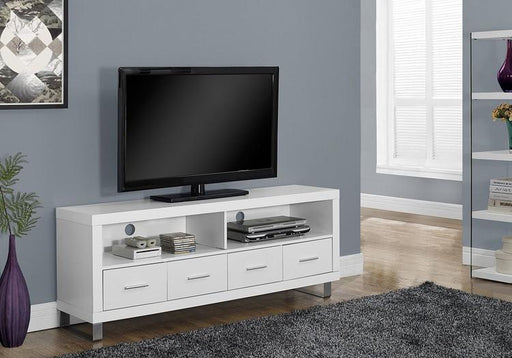 Monarch Specialties I2518 | TV Stand - 60" - 4 Drawers - White-SONXPLUS Rockland