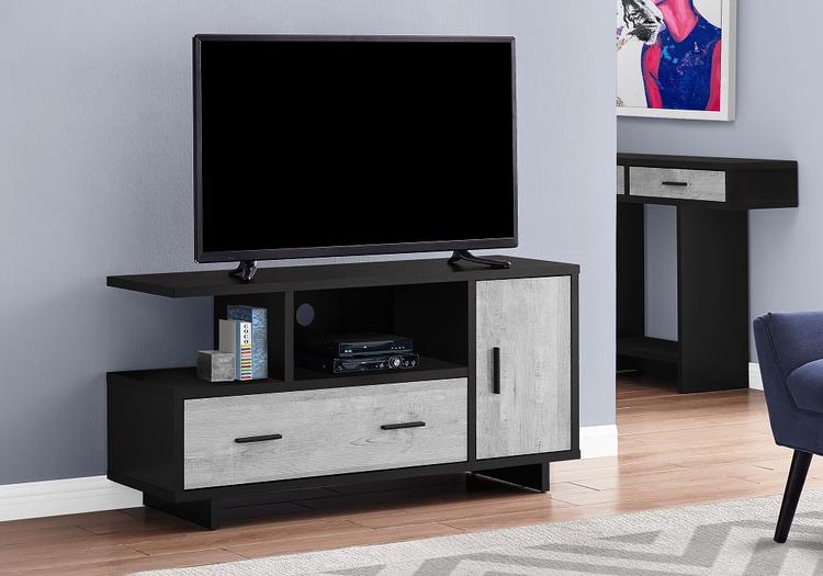 Monarch Specialties I2804 | TV Stand - 48"- 1 Drawer - 1 Cabinet - Gray and Black-SONXPLUS Rockland
