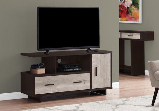 Monarch Specialties I2805 | Support TV - 48" - 1 tiroir - 1 armoire - Espresso / Taupe-SONXPLUS Rockland