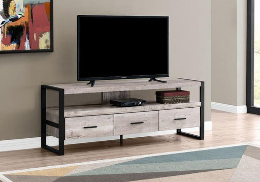 Monarch Specialties I2822 | Support TV - 60"- 3 tiroirs - Taupe-SONXPLUS Rockland