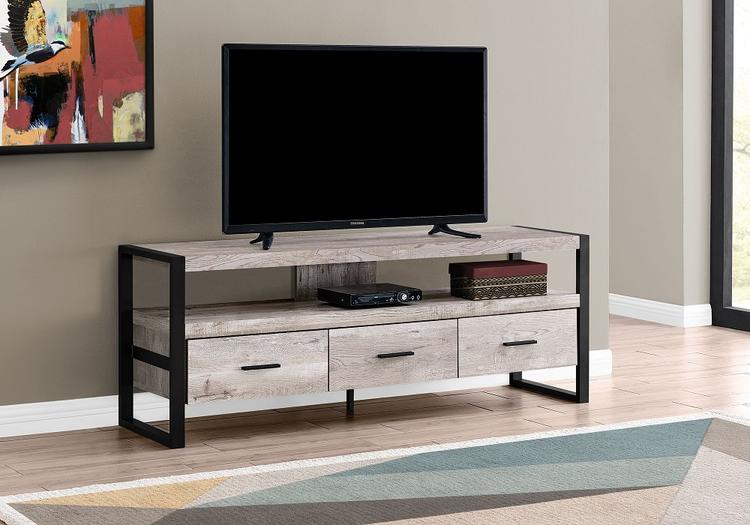 Monarch Specialties I2822 | TV Stand - 60"- 3 Drawers - Taupe-SONXPLUS Rockland